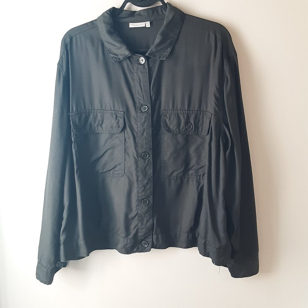 Fransa Frip Twill Black Lightweight Collared Jacket Size XL